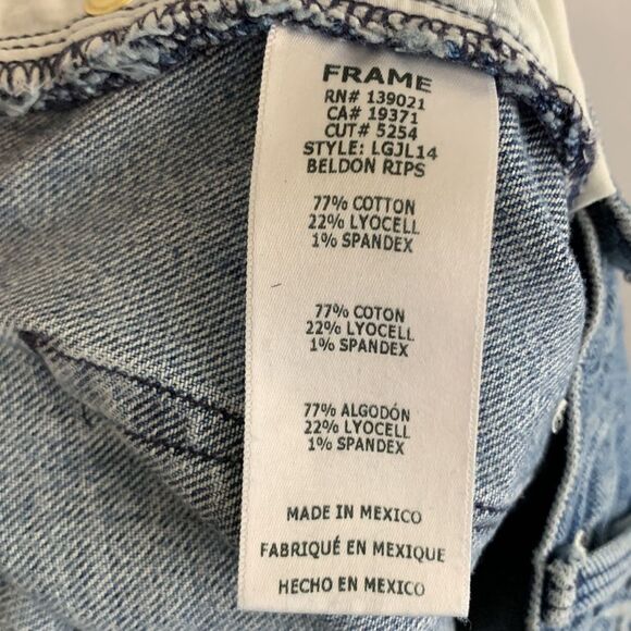 Frame Le Garçon Distressed Beldon Rips Cropped Straight Leg Jeans Sz 24 - Picture 10 of 11